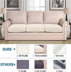 H.VERSAILTEX Super Stretch Individual Seat Sofa Covers Couch Slipcover Sets Thick Jacquard Textured Twill Fabric (3 Piece XL Sofa Cushion Covers, Natural)
