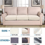 H.VERSAILTEX Super Stretch Individual Seat Cushion Cover Sofa Covers Couch Cushion Covers Slipcover Sets Thick Jacquard Textured Twill Fabric (3 Piece Sofa Cushion Covers, Natural)
