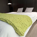 Chunky Knit Blanket Throw 40"×40", Chenille Throw Blankets, Handmade Warm & Cozy Blanket Couch Bed Home Decor, Soft Breathable Fleece Banket, Christmas for Couch Bed Sofa Best Gift (Green)