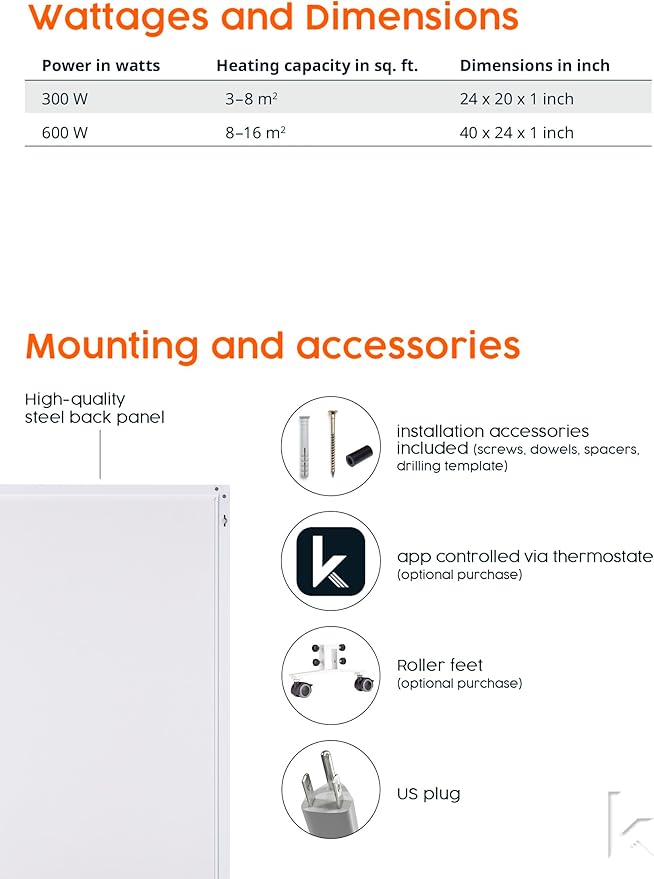 Infrared Space Heater 300W (Used – Like New) – ideal for smaller rooms | energy-efficient wall-mounted heating panel