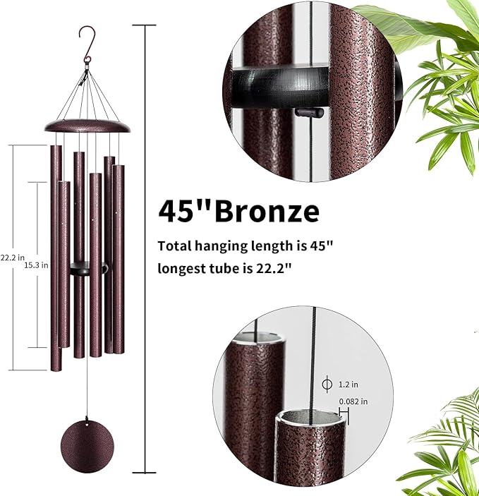 Wind Chimes Outdoor Deep Tone, 45 in Large Wind Chimes for Outside, Wind Chime Gifts for Mother's Day/Housewarming/Christmas