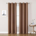 ChrisDowa Grommet Room Darkening Curtains for Bedroom and Living Room - 2 Panels Set Thermal Insulated Blackout Curtains (Cappuccino, 42W x 84L)
