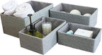 LA JOLIE MUSE Storage Baskets Set 4 - Stackable Woven Basket Paper Rope Bin, Storage Boxes for Makeup Closet Bathroom Bedroom (Gray)