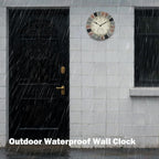 eYotto 10 Inch Small Indoor/Outdoor Waterproof Wall Clock with Thermometer Silent Non-Ticking Battery Operated Wall Clocks Weatherproof for Patio, Pool, Garden, Lanai, Fence, Porch, Deck, Bathroom