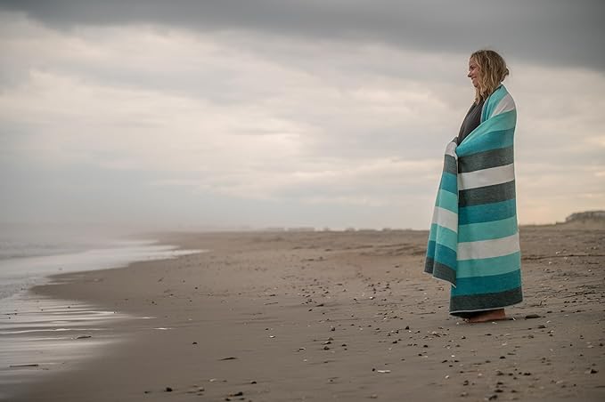 LATITUDE ZERO Alpaca Wool Throw Blanket | Warm, Ultra-Soft, Breathable, Non-Itchy Blanket-Throw | Hypoallergenic and Beautiful Fabric (Aquamarine)
