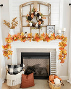 Lvydec 2 Pack Fall Maple Leaf Garland - 5.9ft/Piece Artificial Fall Foliage Garland Thanksgiving Decor for Home Wedding Party Christmas (Yellow)