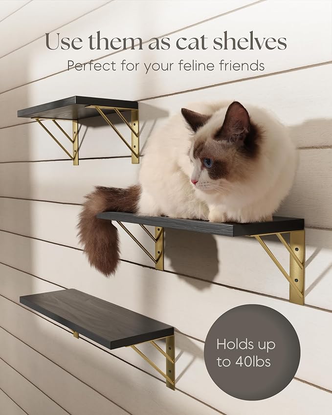 BAYKA Wall Shelves for Bedroom Decor, Floating Wall Shelves for Living Room Kitchen Storage, Wall Mounted Rustic Wood Floating Shelves for Kids Books, Corner Shelves for Bathroom, Office(Set of 3)