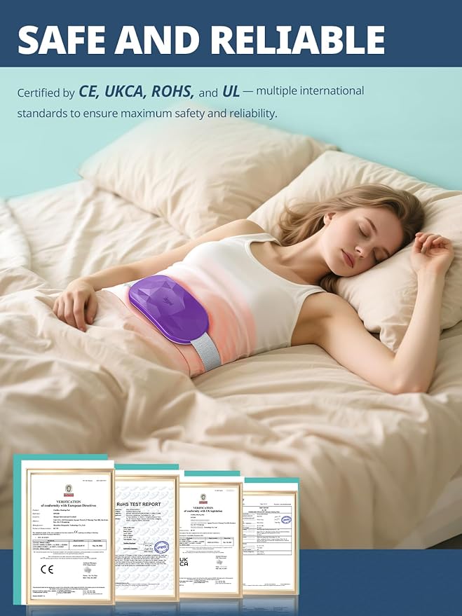 Slimpal Portable Heating Pad for Period Cramps, Electric Cordless Back Belly Waist Heating Pad for Menstrual Cramp Relief, Rechargeable Wearable Heat Belt Gifts for Her Women Girl Wife, Purple