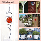 Gazing Ball Spiral Decorative Wind Spinner Sun Catcher 11inch Tail and 2 inch Glass Orb. Indoor Outdoor Garden Decoration Wind Sculptures Wind Spinner Tail-13 inch Height (red)
