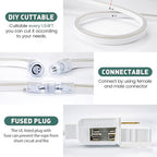 GZBtech Flexible LED Neon Rope Lights 82FT,AC 110-120V Waterproof Strip Light, 120 LEDs/M Cuttable Connectable Neon Lighting for Indoor Outdoor Home Decor/Commercial Building Use-Warm White 25M