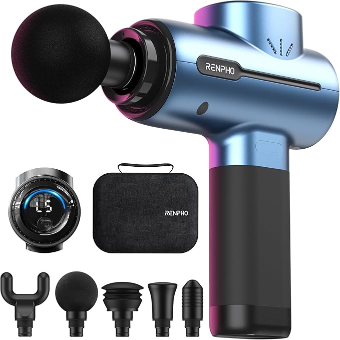 RENPHO Massage Gun Deep Tissue, Portable Percussion Massager for Back and Neck, Gifts for Men and Women, Handheld Device with Carry Case, Active