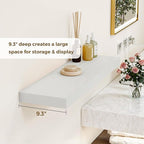 48 Inches Floating Shelves for Wall, 9.3" Deep Long Floating Shelves Set of 1, Large Display & Storage Shelf, Wall Shelf for Bathroom Bedroom Living Room Kitchen Office, White