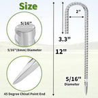 12 Inch Ground Stakes Heavy Duty J Hook 30-Pack Metal Spikes Galvanized Ground Hooks Anchors Rebar Ground Stakes for Fence Tent Gazbo Bounce House and Outdoor Decorations Inflatables