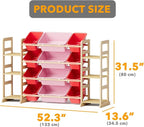SpaceAid Toy Storage Organizer with 6 Shelves and 12 Bins, Toy Organizers Storage Bookshelf, Kids Bin Shelf Toys Box Bookcase for Bedroom Playroom Organization Room Decor, Red and Pink