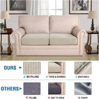 H.VERSAILTEX Super Stretch Individual Seat Cushion Covers Sofa Covers Couch Cushion Covers Slipcover Sets Thick Jacquard Textured Twill Fabric (2 Piece Medium Sofa Cushion Covers, Island Fossi)