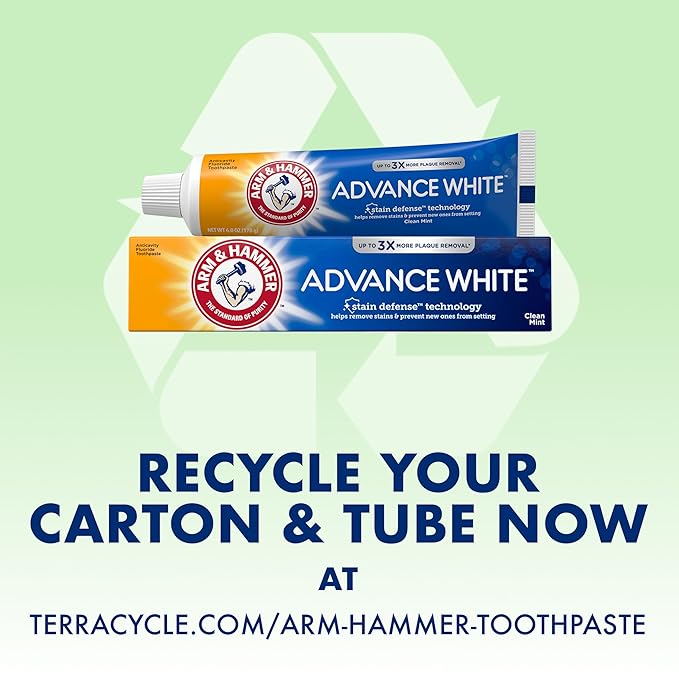 ARM & HAMMER Advance White Toothpaste, Teeth Whitening Baking Soda Toothpaste with Stain Defense Technology and Fluoride, Clean Mint Flavor, 6.0 Oz (4 Pack)