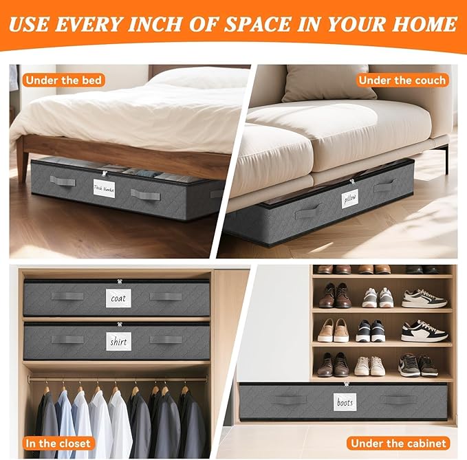 Under Bed Storage Containers 90L 2-Pack - 39x20x7 Inch by SpaceWhisper