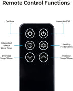 Comfort Zone Oscillating Digital Tower Heater with Remote Control for Indoor Use, Adjustable Thermostat, Timer, Overheat Protection, Tip-Over Switch, Ideal for Home, Bedroom, & Office, HT1206-GRY