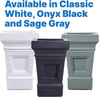 Step2 Atherton Square Planter, Large Planters for Outdoor Plants, Gardening and Flower Pot for Patio or Porch, Efficient Drainage, Durable Plastic, Onyx Black
