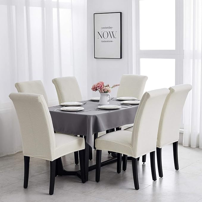 Joccun Dining Chair Slipcovers Set of 8, Stretch Dining Room Chair Covers, Washable Parsons Chair Cover, Ivory, 8 Pack