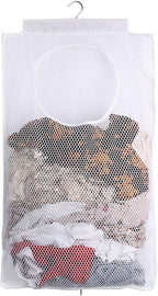 ALYER Breathable Mesh Laundry Hamper,Foldable Hanging Closet Storage Basket,Portable Space Saving Dirty Clothes Bag (White)
