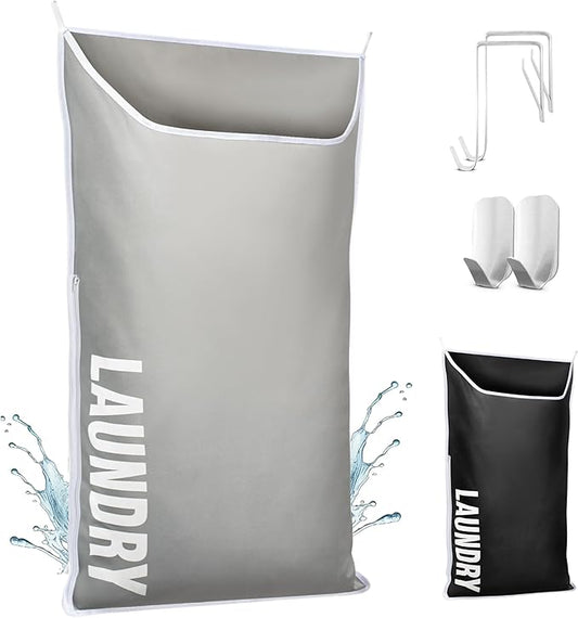 Hanging Laundry Hamper Bag XL 40x22", Space Saving over the Door Storage Bags, Behind the Door Hampers for Dirty Clothes & Wall Mounted Basket for Bathroom, Organizer for Small Room Spaces RV