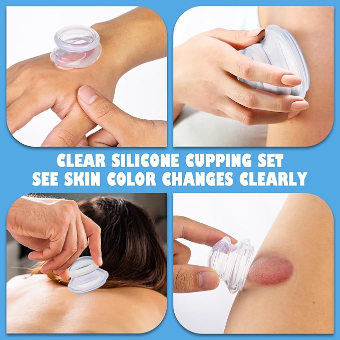 3pcs Cupping Therapy Set-Professional Silicone Cupping, Suitable for Facial Body Massage/Deep Myofascial Release/Pain Relief/Muscle Relaxation & More (Clear,3pcs)