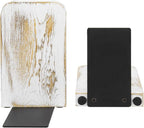 MyGift Whitewashed Wood Desktop Bookends, Decorative Bookshelf Display Organizers Office Book Shelf Decor, 1 Pair