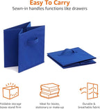 Amazon Basics Cube Organizer Storage Bins Handles, Collapsible Fabric, Pack of 6, 10.5"x10.5"x11", Navy
