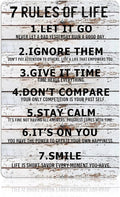 Teen Boys Room Decor - Cool Inspirational Wall Art Teenage Girl Bedroom Stuff 7 Rules of Life Metal Tin Signs for 10-18 Year Old Teens Room Accessories 8x12 Inch