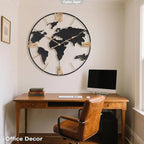 36 Inch Oversized Giant Extra Large Modern Decorative Metal World Map Wall Clock,Big Vintage Gold Roman Numeral Wall Clocks for Living Room,Entryway,Office,Fireplace,Dining Room