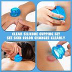 7Pcs Cupping Therapy Set-Professional Silicone Cupping, Suitable for Facial Body Massage/Deep Myofascial Release/Pain Relief/Muscle Relaxation & More (Blue,7pcs)