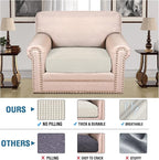 H.VERSAILTEX Super Stretch Individual Seat Cushion Covers Sofa Covers Couch Cushion Covers Slipcover Sets Thick Jacquard Textured Twill Fabric (1 Piece Chair Cushion Cover, Porcelain)
