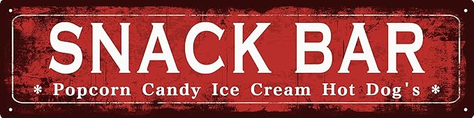 Vintage Tin Sign Retro Metal Snack Bar Signs Stylish Wall Art Plaques for Home Decor Bathroom Kitchen House and Gothic Wall Decor or as a Unique Poster 16x4 in