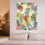ICMOLYYENLO Boho Green Leaves Tapestry, Mid Century Abstract Tropical Palm Leaves Modern Minimalist Geometric Wall Hanging, Neutral Home Decor Art for Living Room Bedroom Dorm 40x60 Inch