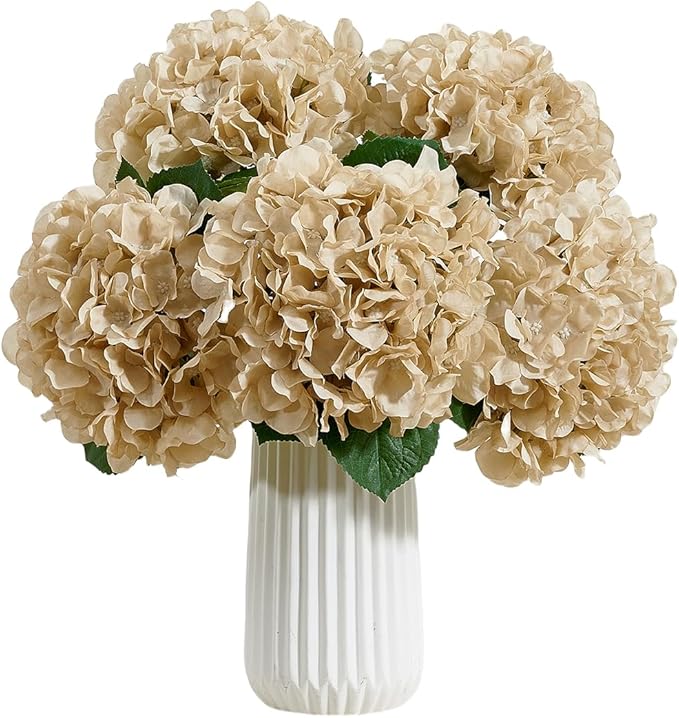 8pcs Fake Flowers Silk Hydrangea Artificial Flowers Bouquets Faux Hydrangea Stems for Home Table Centerpieces Wedding Party Decoration