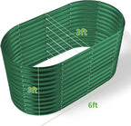Land Guard 6x3x3ft Oval Galvanized Raised Garden Beds, Large-Capacity Metal Planter Box Outdoor, Durable Deep Raised Garden Bed 3ft Tall, Raised Beds for Gardening Vegetables, Forest Green