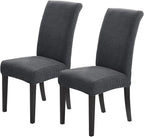 Joccun Chair Covers for Dining Room Set of 2,Dining Chair Slipcover Stretch Dining Room Chair Covers Seat Protector,Washable Parsons Chair Cover for Home,Banquet(Dark Gray,2 Pack)