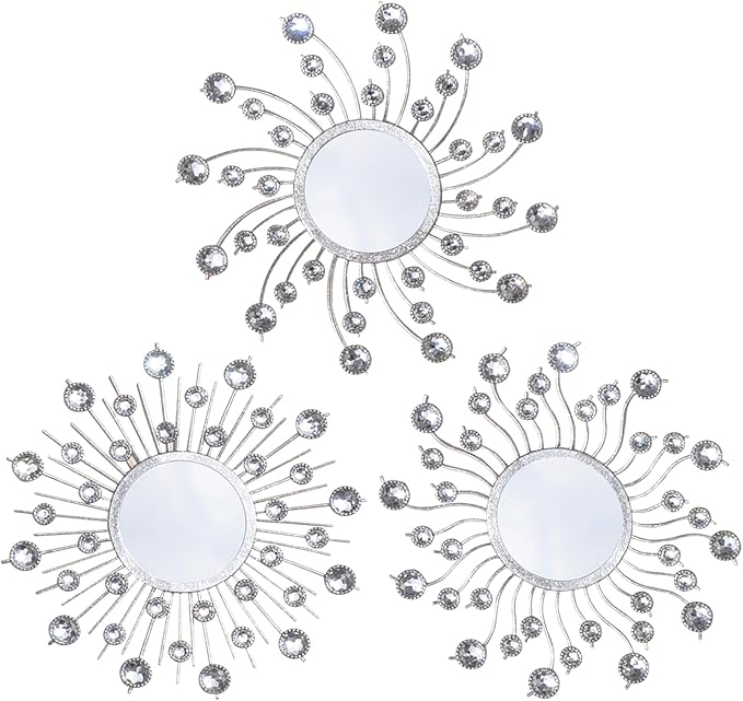 Mirror Wall Decor Metal Sun Mirror Wall Art Decorative Mirrors Home Decor Sunburst Mirror Hanging Living Room Bedroom Entryway, Style 1