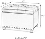 Joveco 24" Rectangular Ottoman with Storage for Living Room, Upholstered Storage Bench Foot Stool and Seat with Lift Off Lid, Coffee Table Footrest for Bedroom