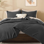 Litanika Grey Comforter King Size Set, Dark Gray Lightweight Plain Bedding Comforters Sets, All Season Fluffy Bed Set (104x90In Comforter & 2 Pillowcases)