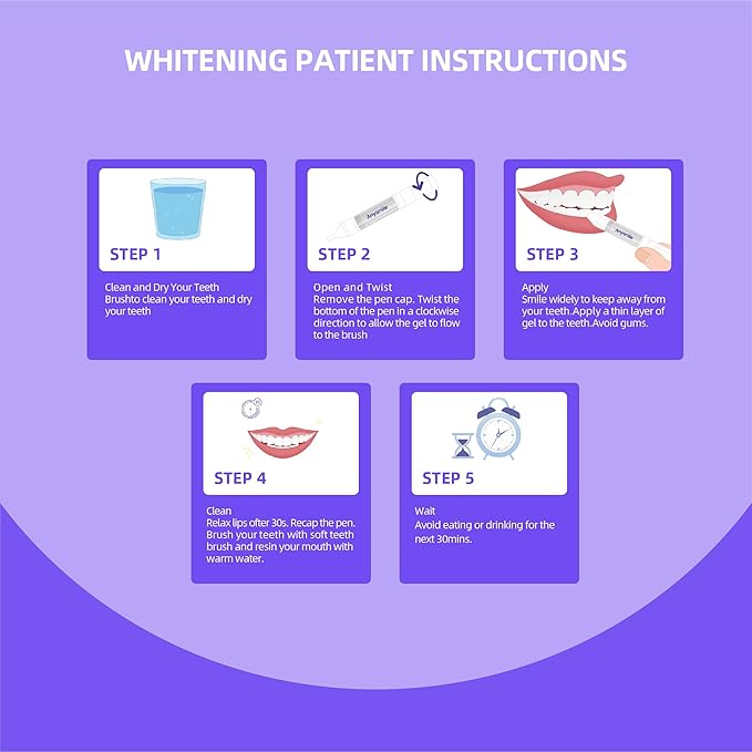 Teeth Whitening Pens Non Sensitive Teeth Whitener Gel with Effective 20% Carbamide Peroxide, 4 Professional Tooth Whitening Gel Pens 2ml/Pen