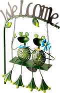 Frog Solar Light Garden Outdoor Decoration Swing Metal Stake Lamp with Welcome Sign Waterproof Patio Yard Decor Gifts-48 inch