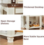 Farmhouse End Table Set of 2,Large Side Table with 2-Tier Storage Shelf,Rustic Wood End Tables for Living Room,Square Tea Table,White