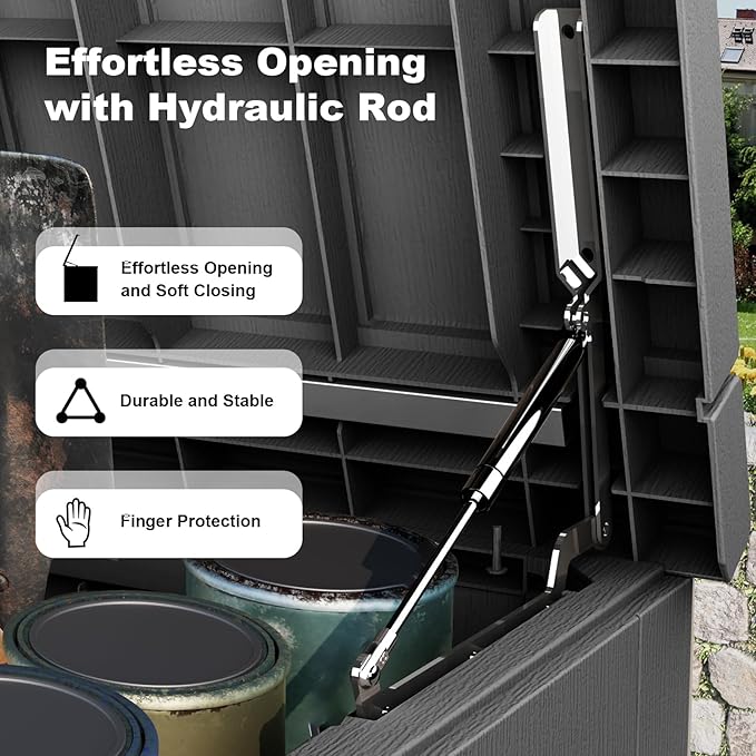 230 Gallon Outdoor Deck Box,Storage Lockable Waterproof Patio Furniture,Garden Tools,Cushions,Pool Accessories Outside Storage Resin Box(Black)