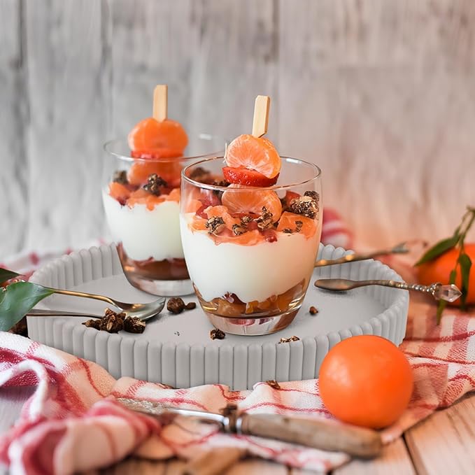 11.8in Decorative Tray for Coffee Table Decor- Modern Oval Concrete Tray for Home Decor- Minimalist Handcrafted Centerpieces Tray for Living Room, Kitchen Dining Table, Entryway (Gray)