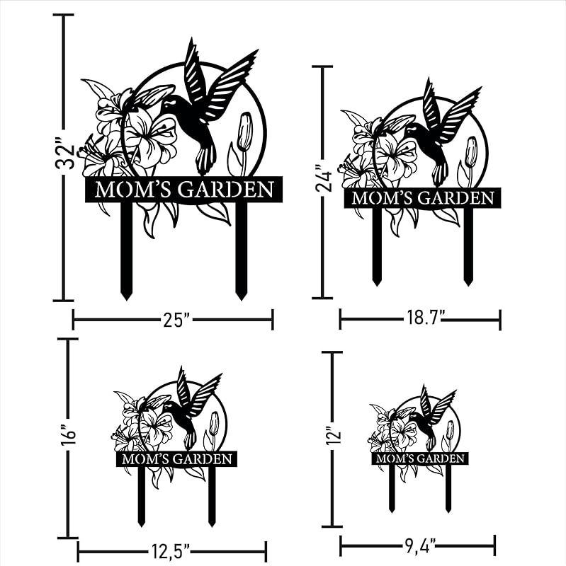 Custom Hummingbird Metal Garden Sign with Stakes, Bird Garden Decorations, Flower Design Personalized Garden Sign, Custom Garden Name Sign, Yard Decor, Home Gift