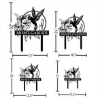 Custom Hummingbird Metal Garden Decor, Personalized Bird with Stakes Garden Sign, Flower Design Personalized Garden Sign, Custom Garden Name Sign, Home Gift, Large Outdoor Decor, Patio Decor