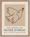 Poster Master Vintage Poster - Retro Minimalist Print - Gift for Artist, Friend - Dove Of Peace, Line Drawing, Sketch, Abstract - Wall Decor for Living Room, Bedroom, 8x10 Beige Framed