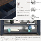 Solid Wood Console Table Sofa Table with Storage Drawers and Bottom Shelf Entryway Table for Entry Hallway Foyer Sofa Couch Table Fully Assembled (48.8" Blue)